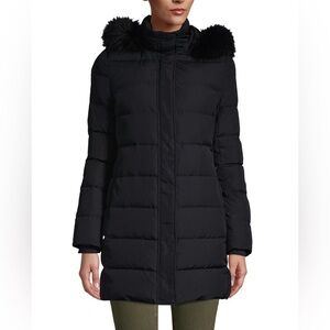 Lands’ End Women's 600 Down Winter Long Coat With Hood in Black